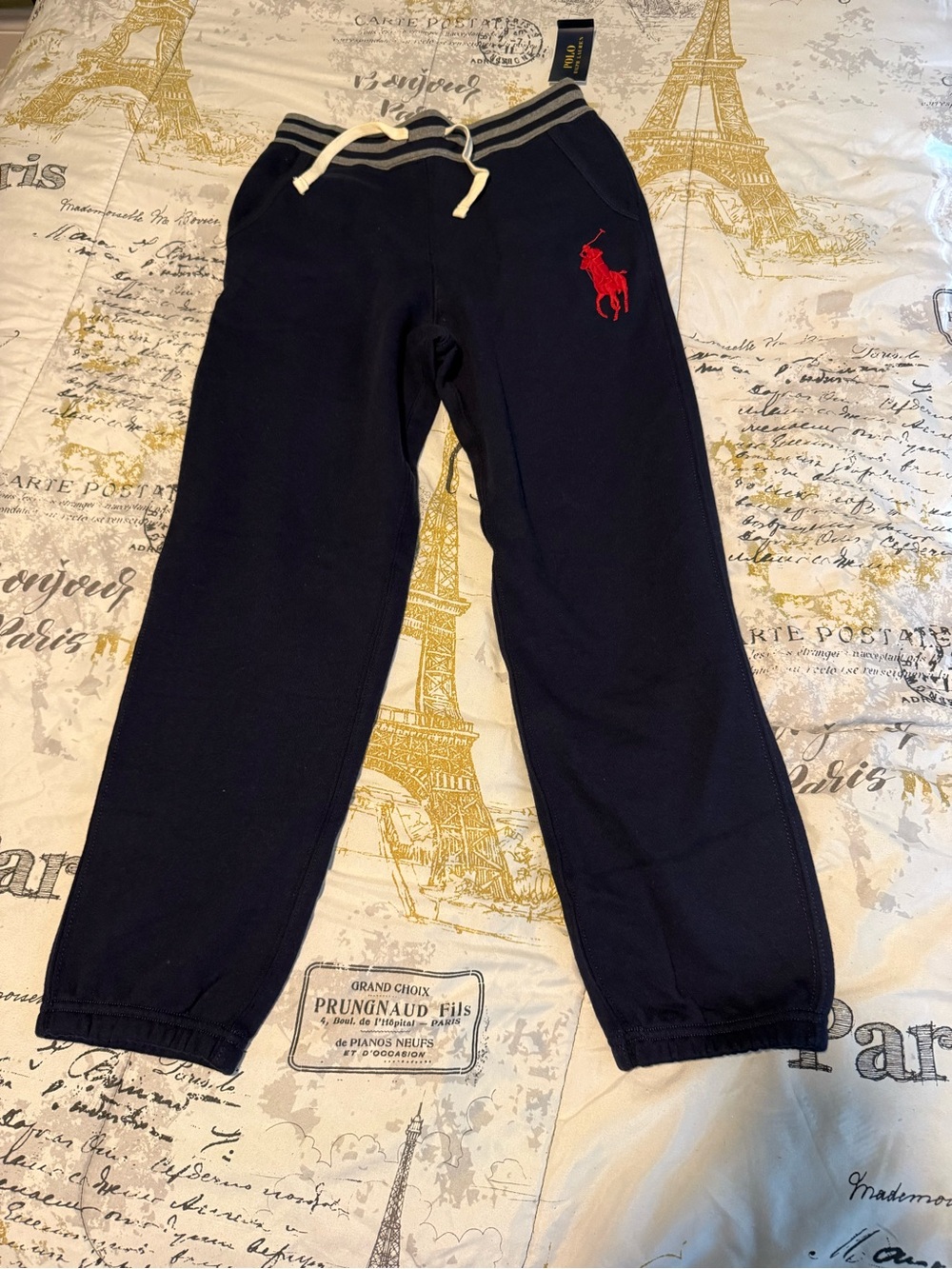 Ralph Lauren Navy Joggers with Red Polo Emblem